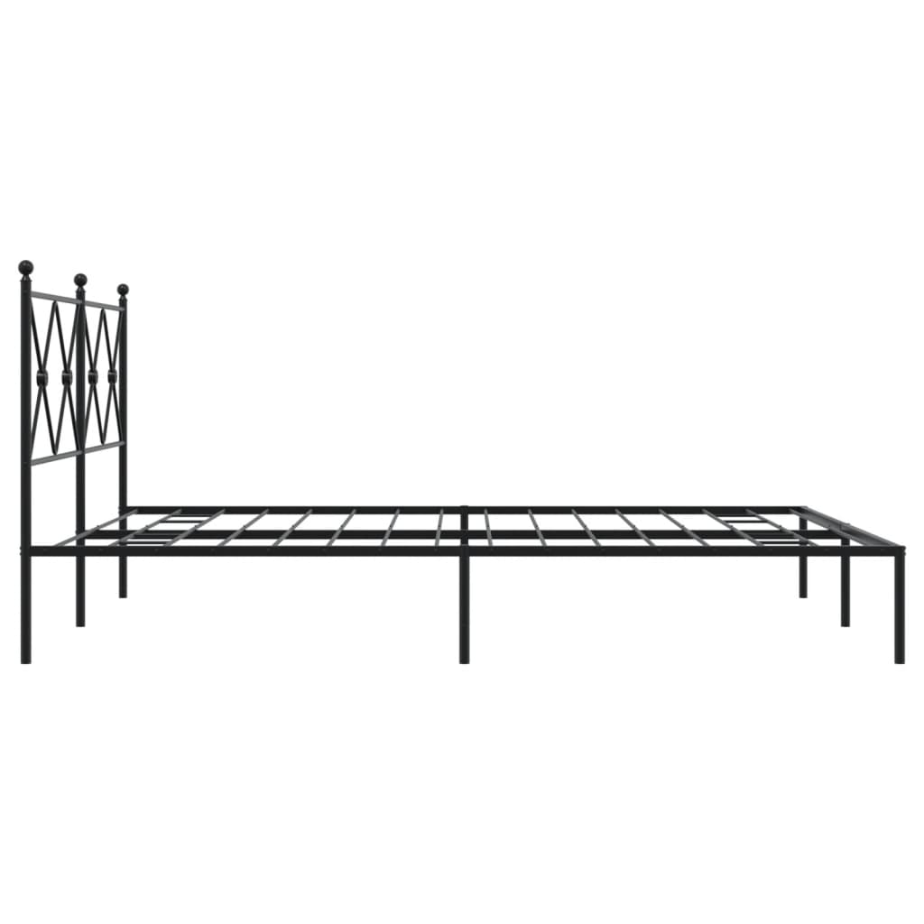 Metal Bed Frame without Mattress with Headboard Black 59.1"x78.7"