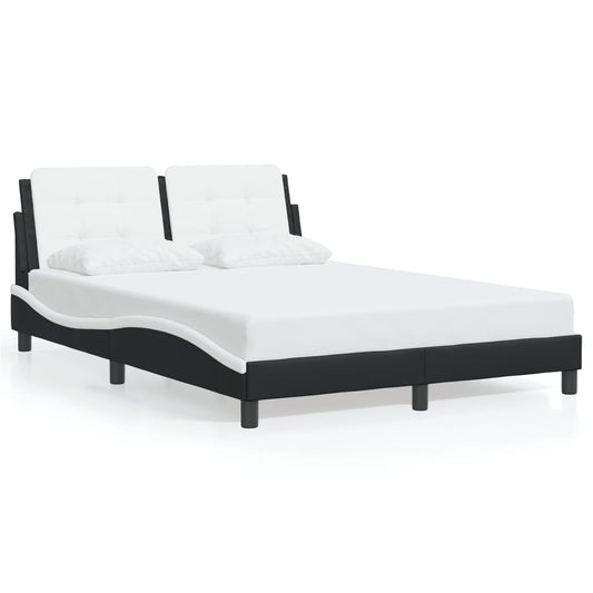 Bed Frame with LED without Mattress Black and White 53.9"x74.8"