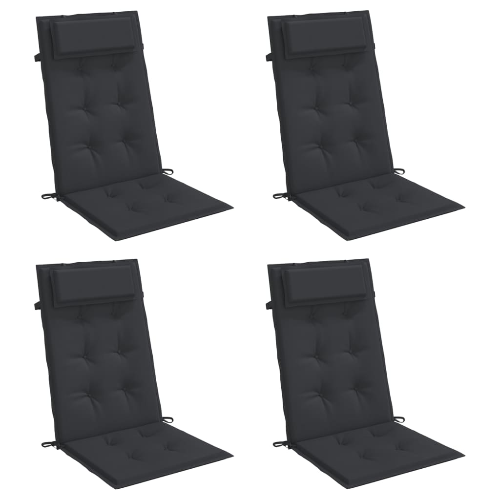 Highback Chair Cushions 4 pcs Black Oxford Fabric