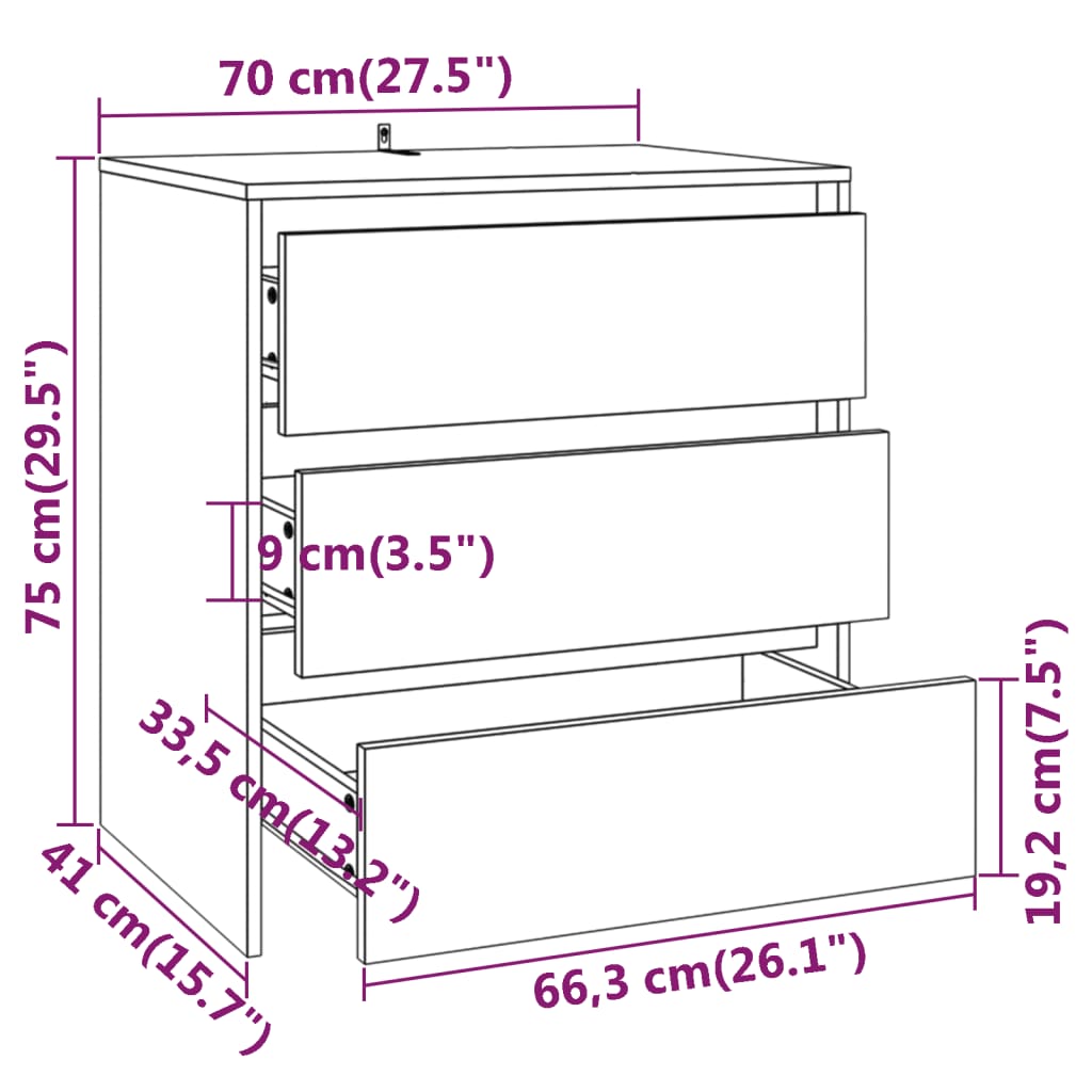 3 Piece Sideboard High Gloss White Engineered Wood