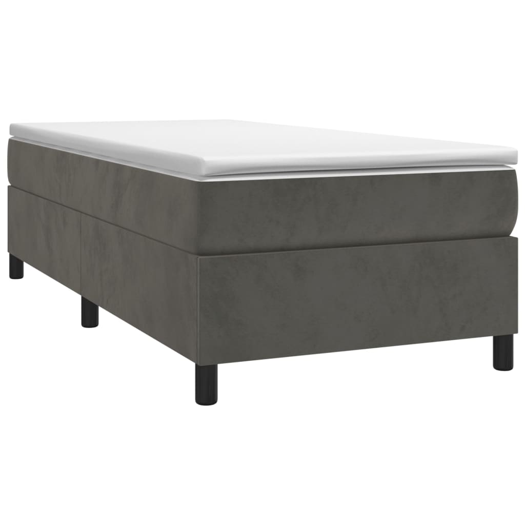 Box Spring Bed with Mattress Dark Gray 39.4"x79.9" Twin XL Velvet