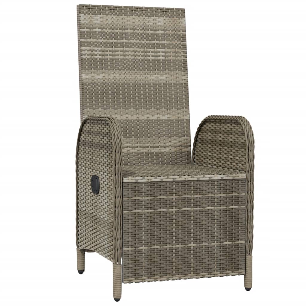 Patio Reclining Chairs with Cushions 2 pcs Poly Rattan Gray