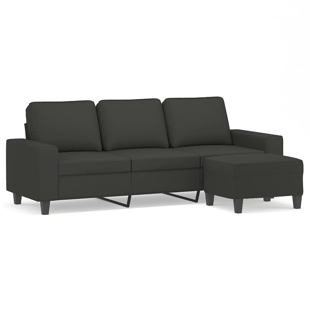 3-Seater Sofa with Footstool Dark Gray 70.9" Microfiber Fabric