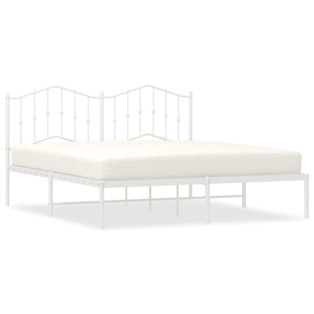 Metal Bed Frame without Mattress with Headboard White 72"x83.9"