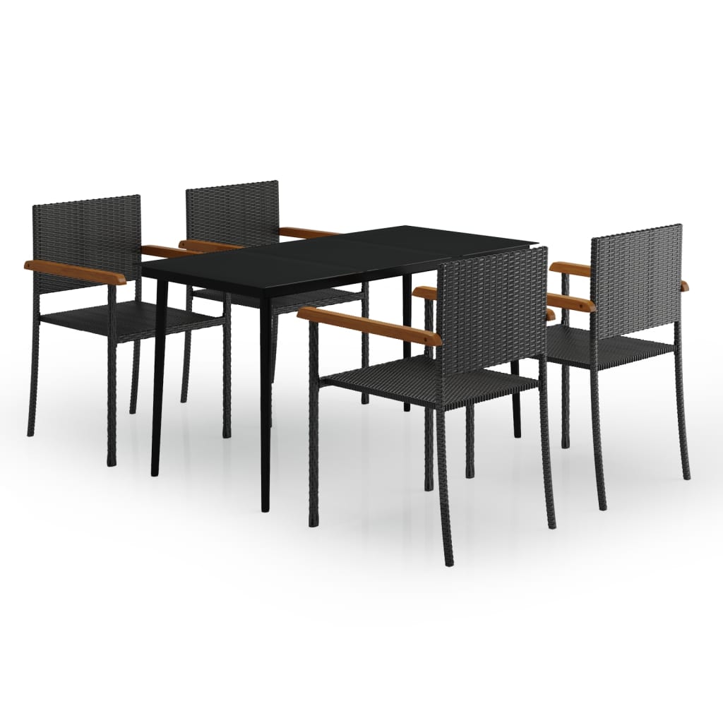 5 Piece Patio Dining Set Black