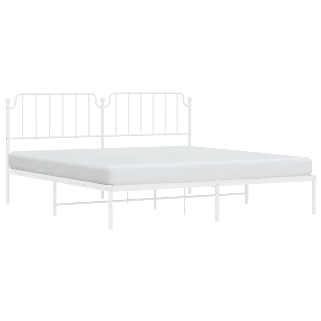 Metal Bed Frame without Mattress with Headboard White 76"x79.9"