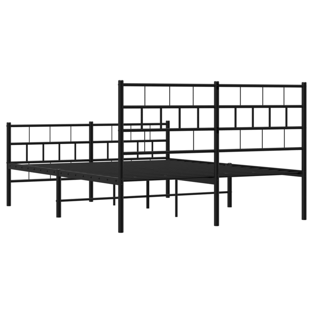 Metal Bed Frame without Mattress with Footboard Black 59.1"x78.7"