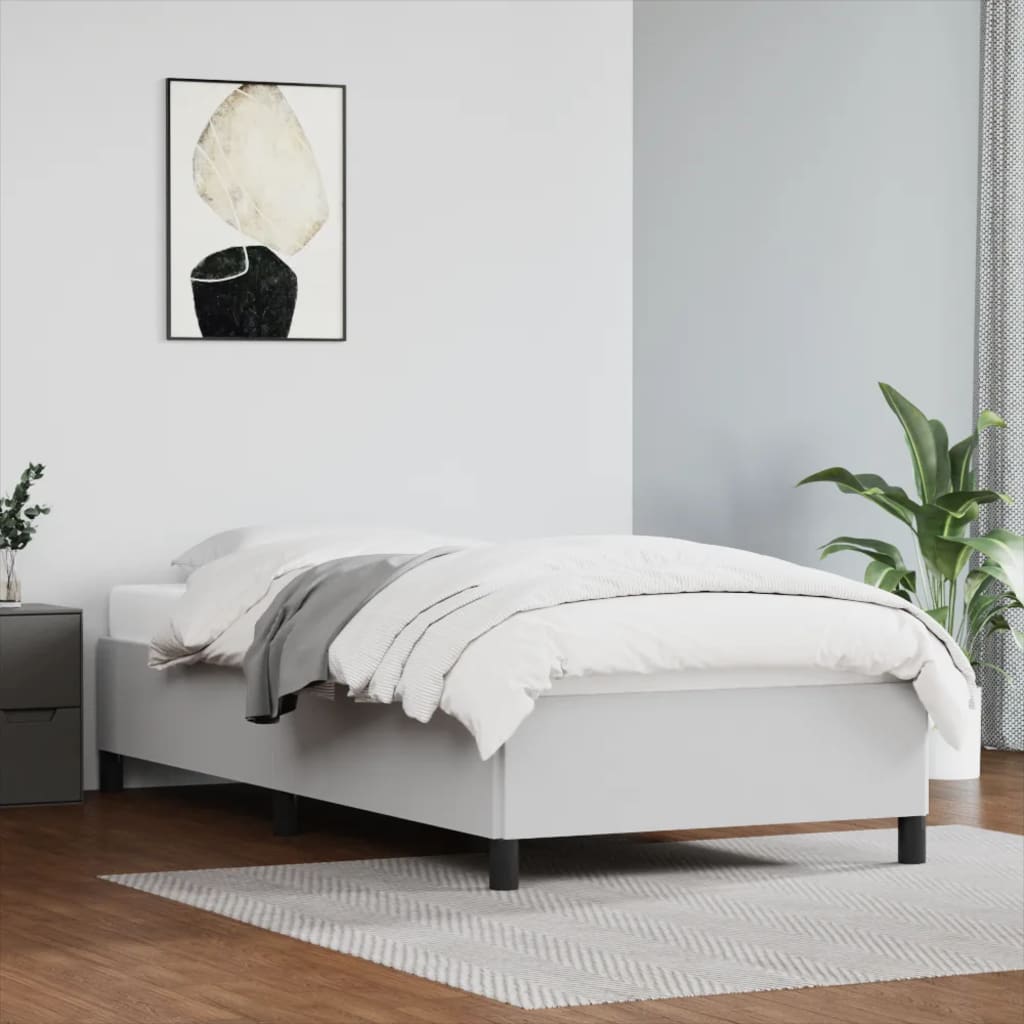 Bed Frame without Mattress White 39.4"x79.9" Twin XL Faux Leather