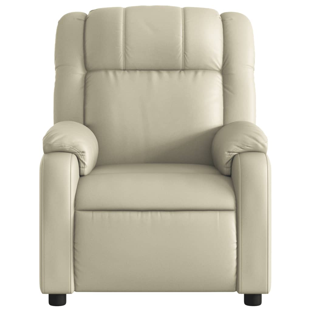 Massage Recliner Chair Cream Faux Leather