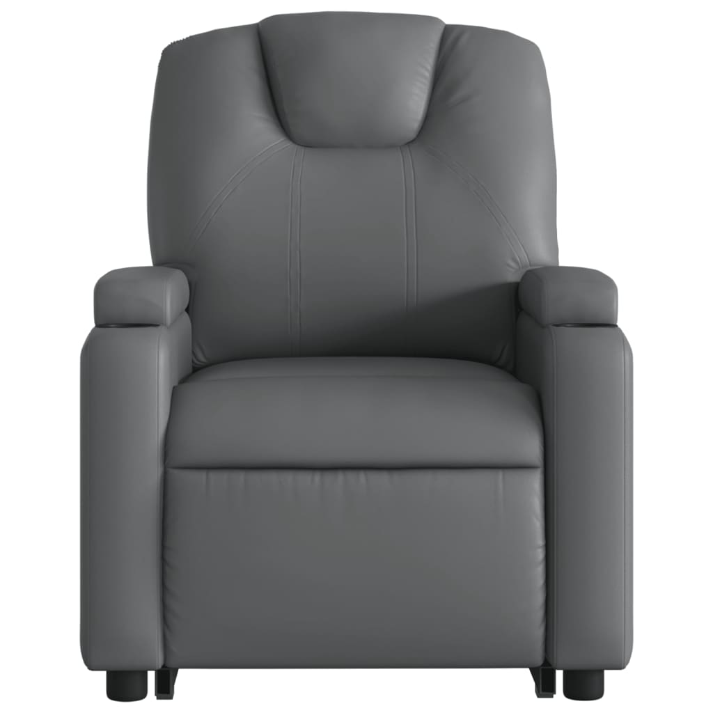 Stand up Massage Recliner Chair Gray Faux Leather