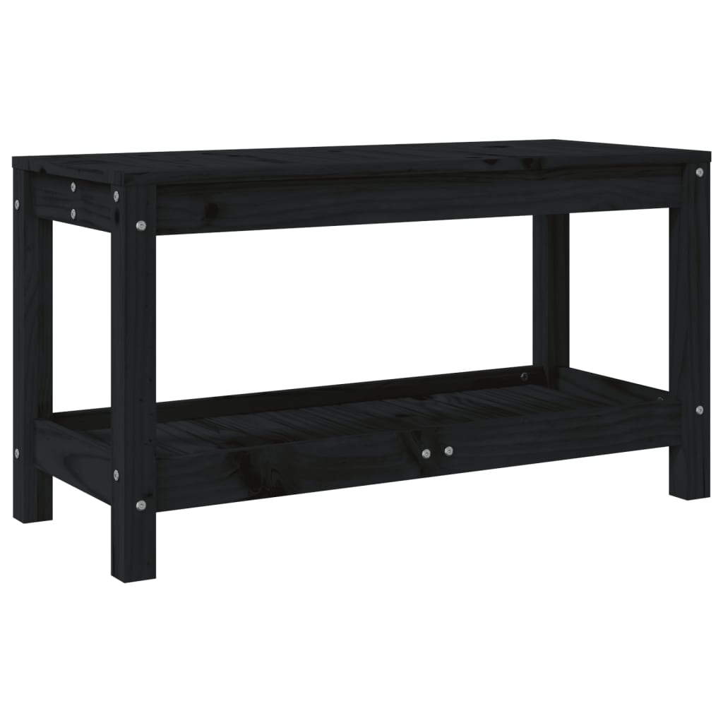 Patio Bench Black 32.5"x13.8"x17.7" Solid Wood Pine