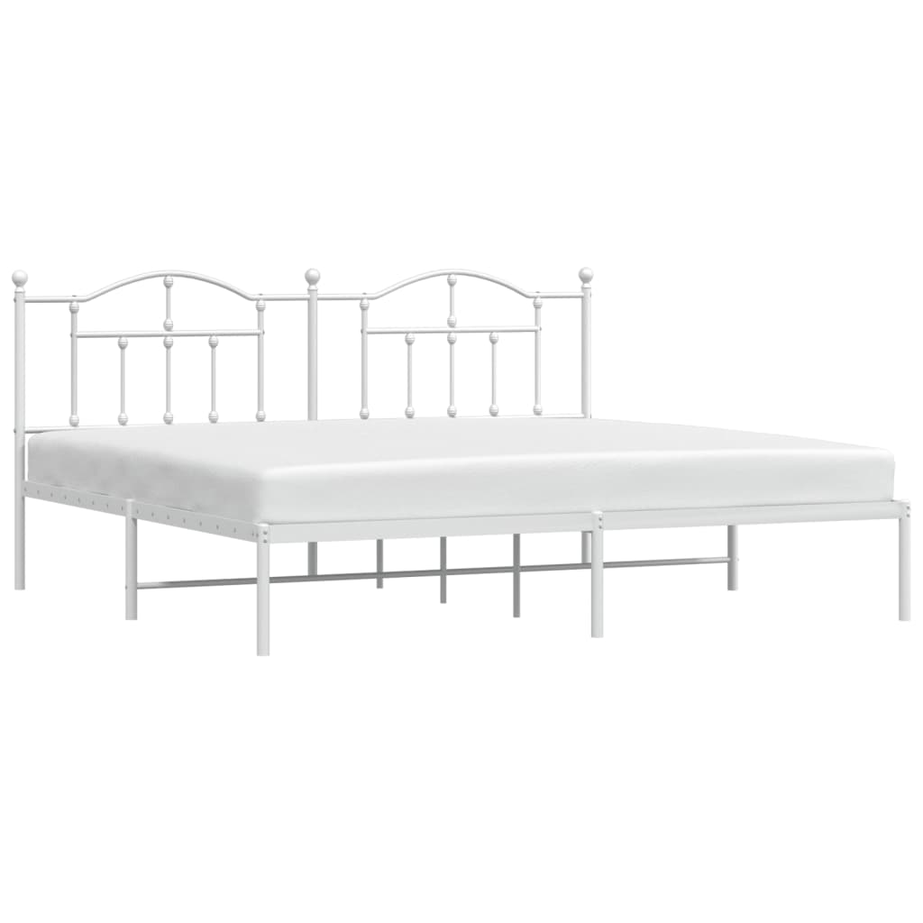 Metal Bed Frame without Mattress with Headboard White 76"x79.9"