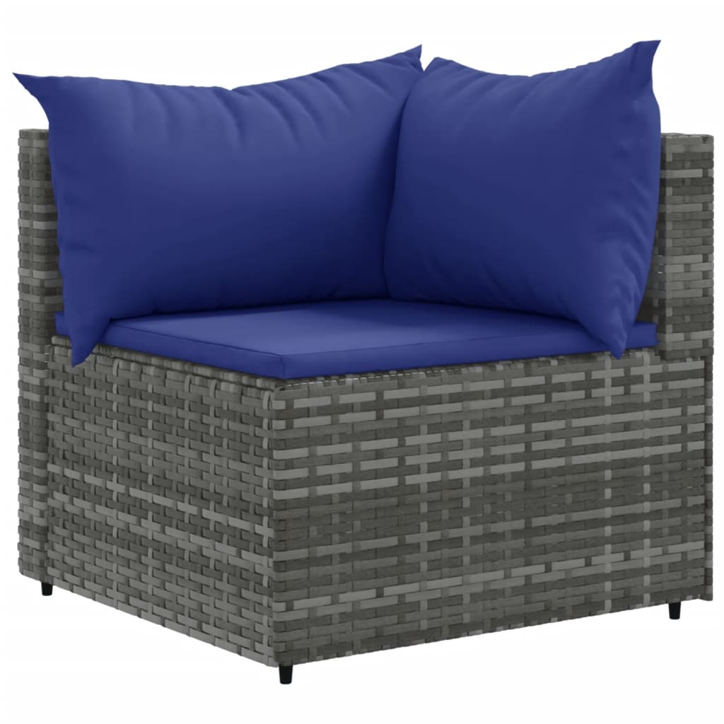 4 Piece Patio Lounge Set with Cushions Gray Poly Rattan