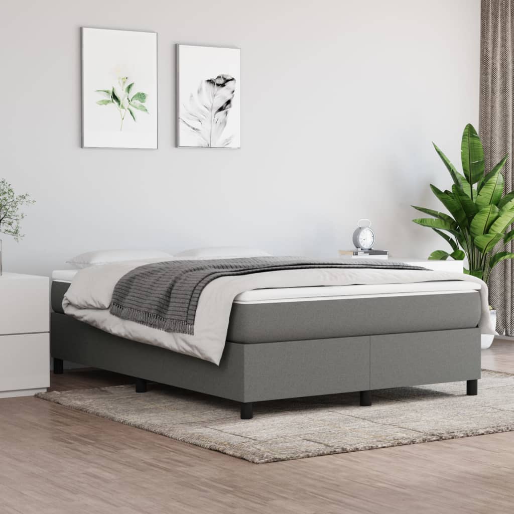 Bed Frame without Mattress Dark Gray Queen Fabric (US/AU Only)