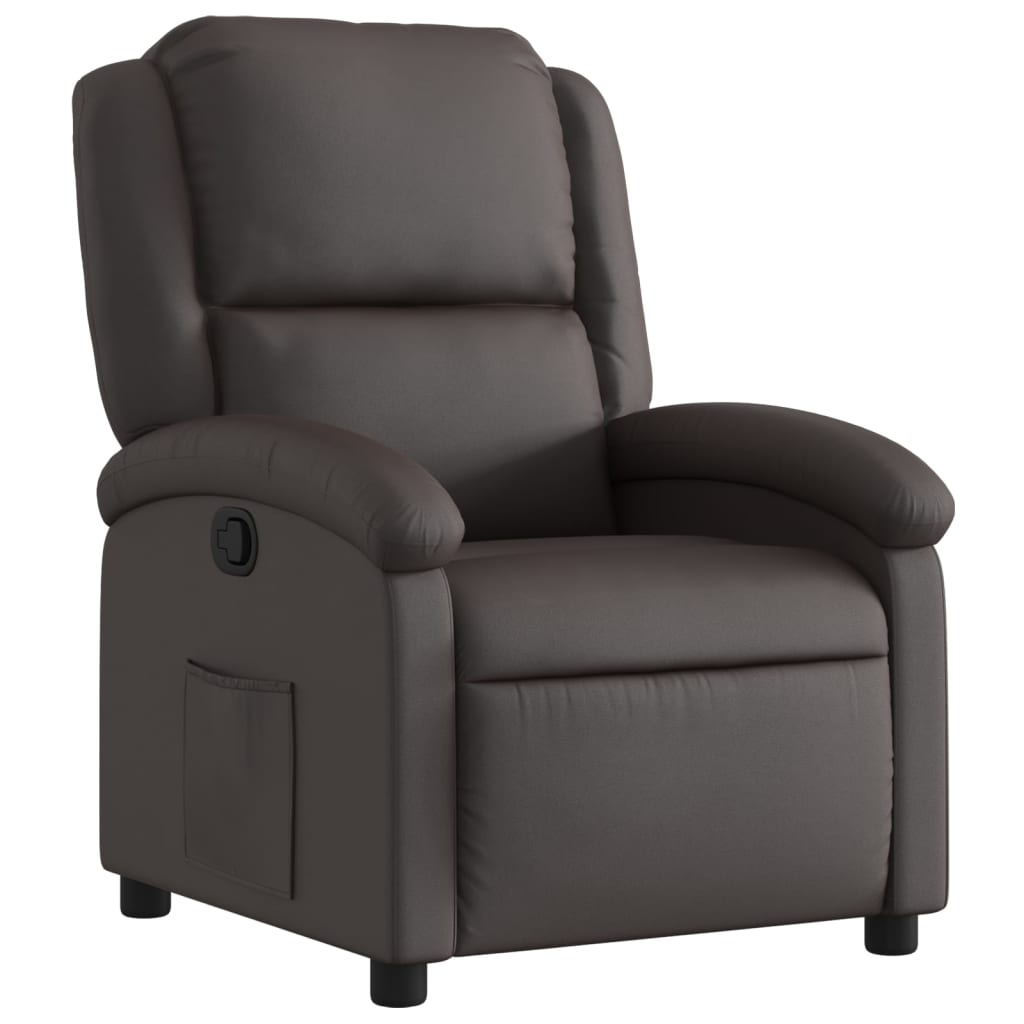 Recliner Chair Dark Brown Real Leather