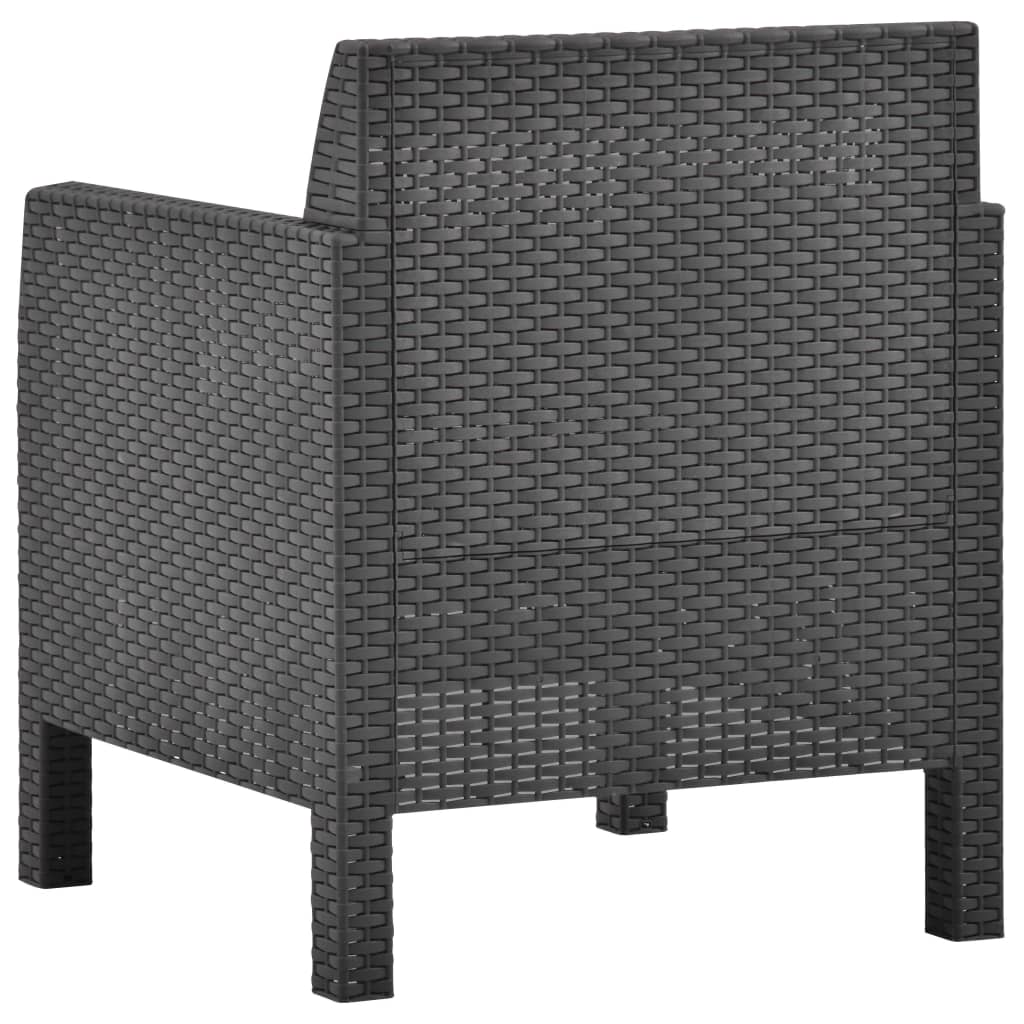 2 Piece Patio Lounge Set with Cushions PP Rattan Anthracite