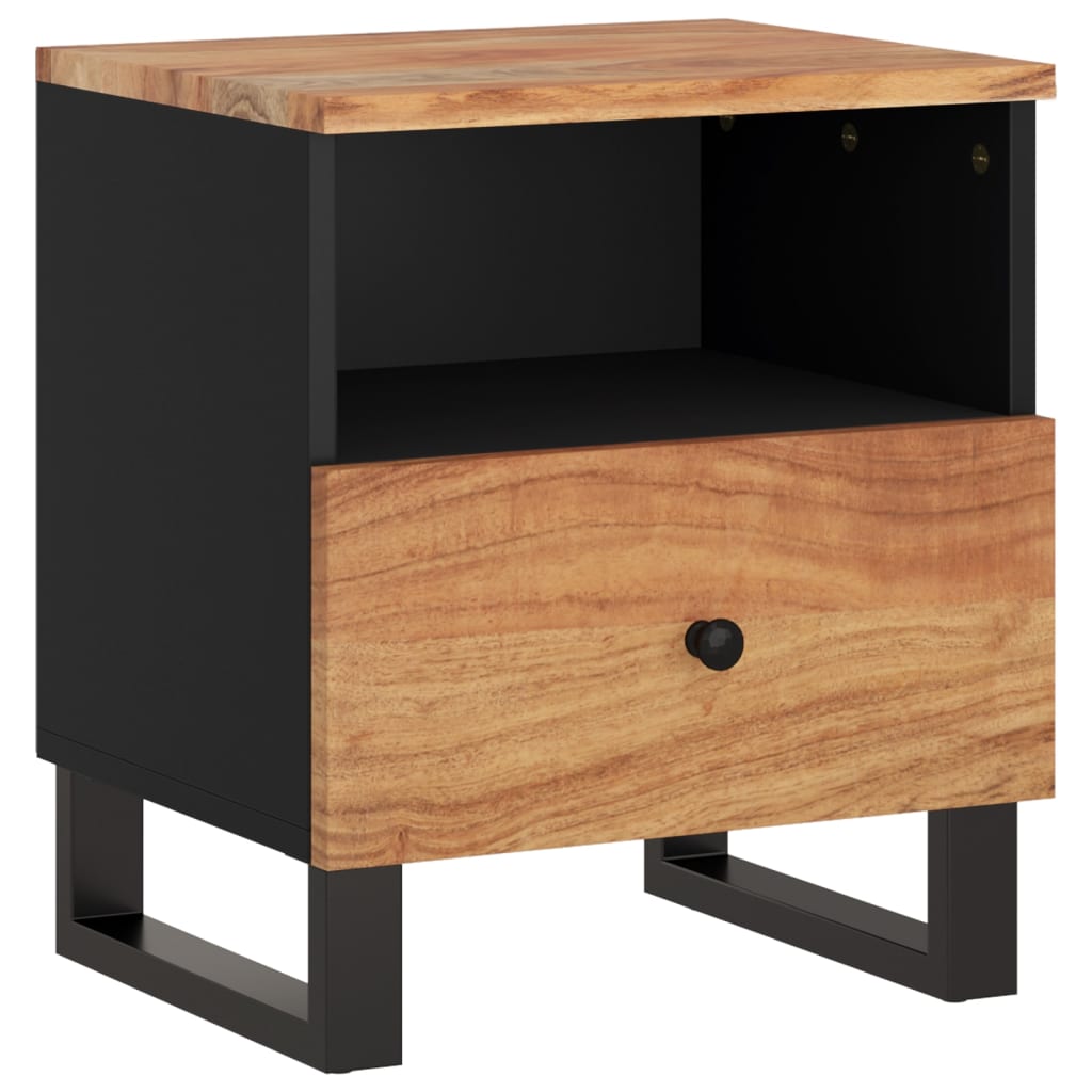 Bedside Cabinet Solid Wood Acacia&Engineered Wood