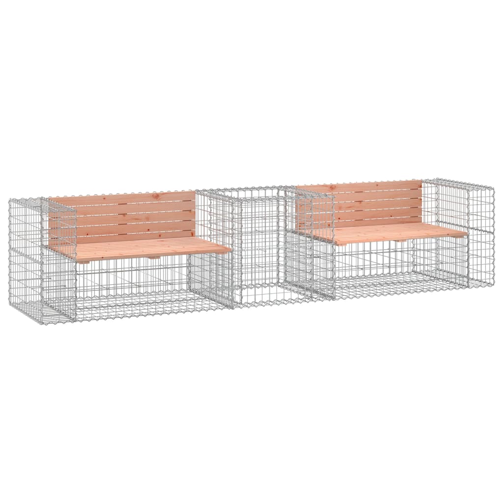 Patio Bench with Gabion Basket Solid Wood Douglas