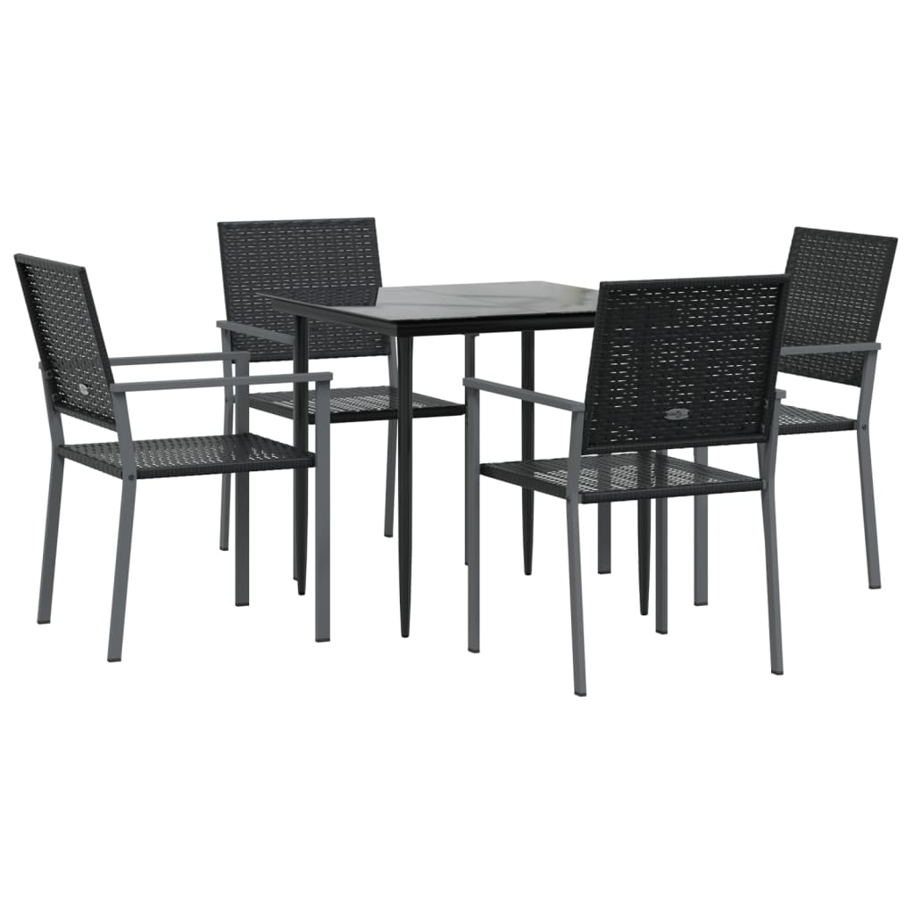 5 Piece Patio Dining Set Poly Rattan and Steel