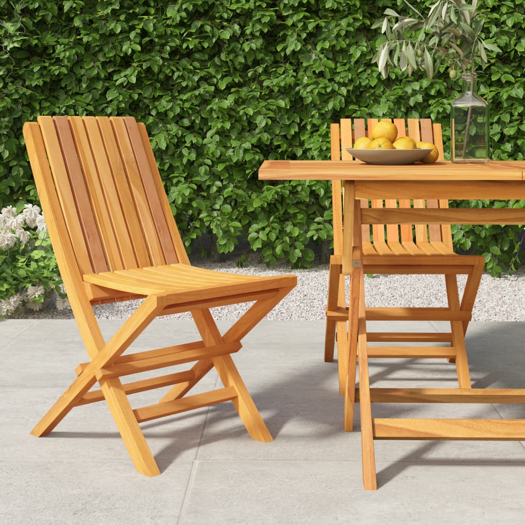 Folding Patio Chairs 2 pcs 18.5"x18.5"x35" Solid Wood Teak