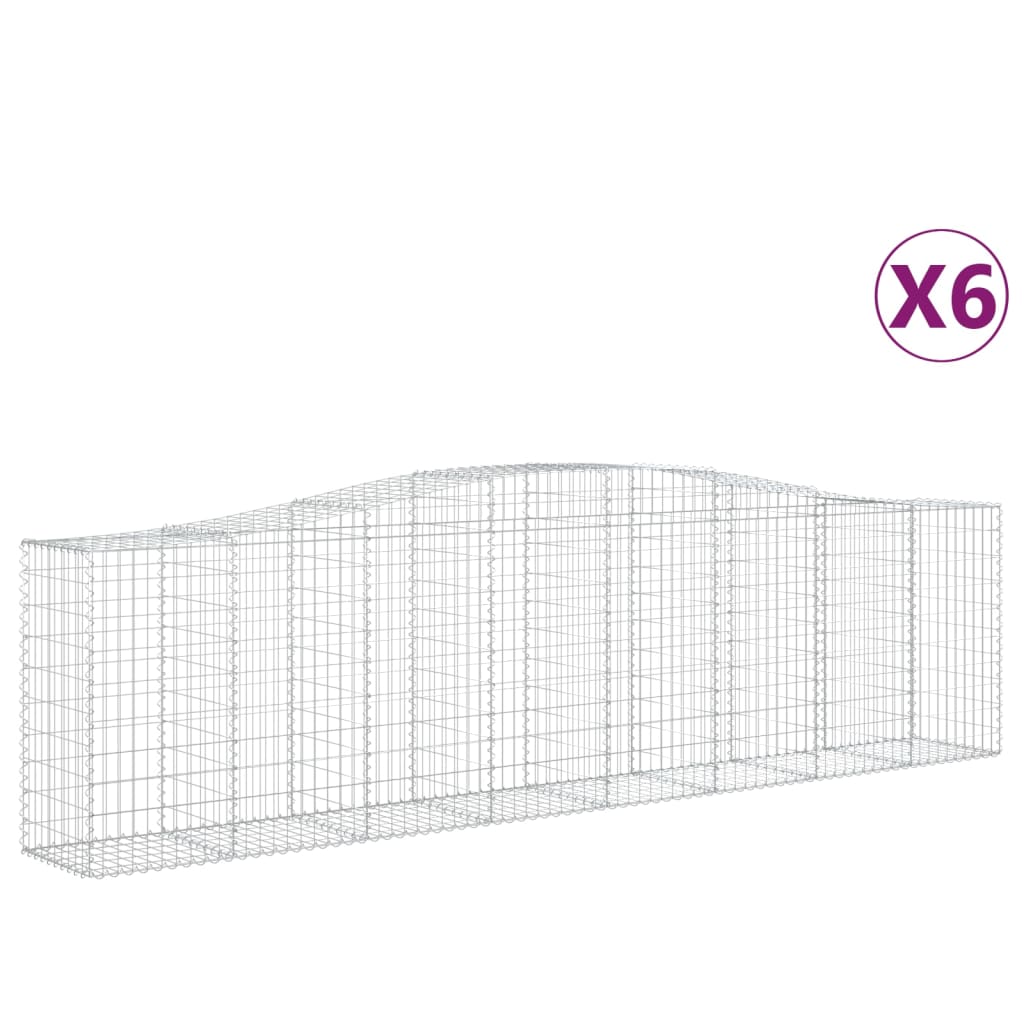 Arched Gabion Baskets 6 pcs 157.5"x19.7"x39.4"/47.2" Galvanized Iron