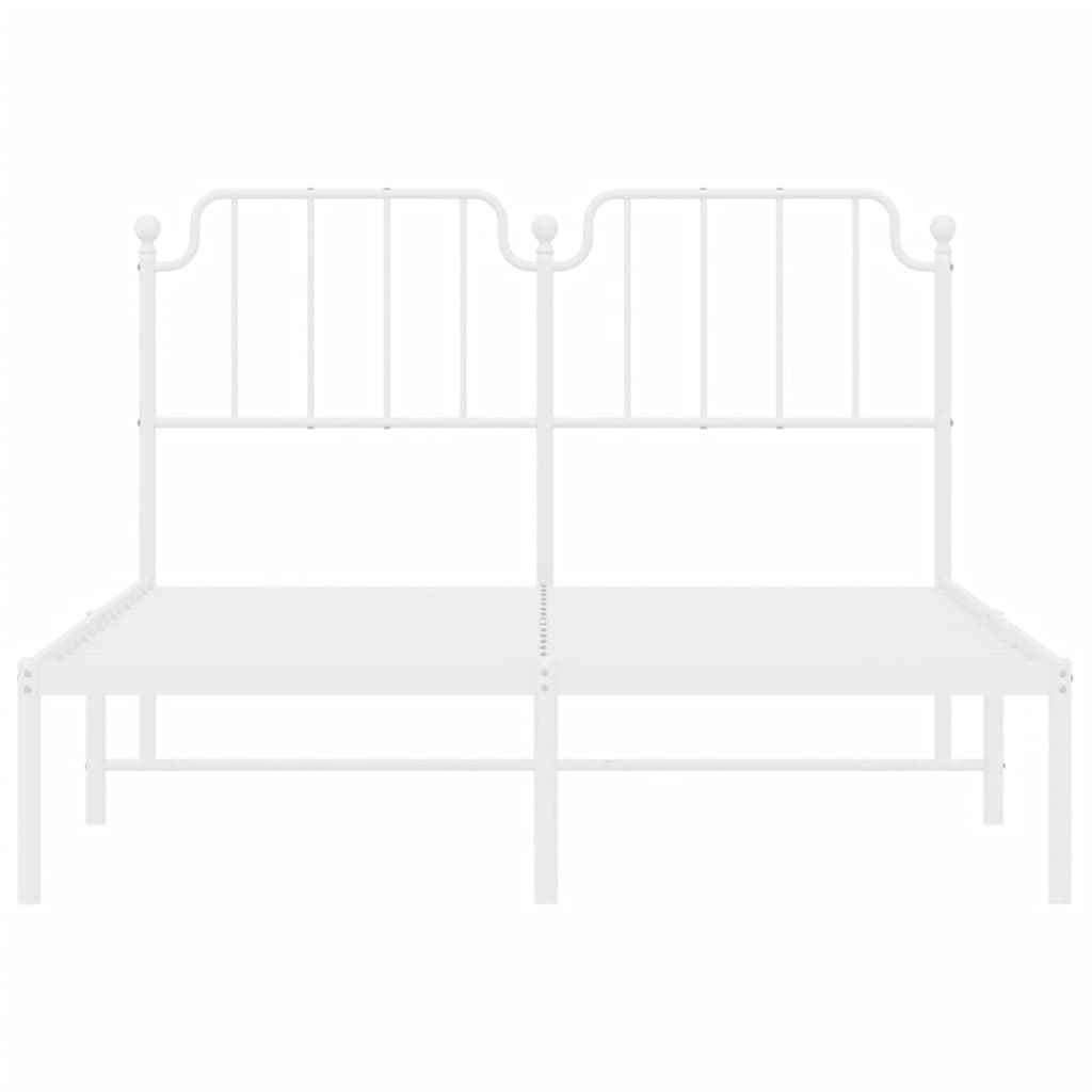 Metal Bed Frame without Mattress with Headboard White 53.1"x74.8"