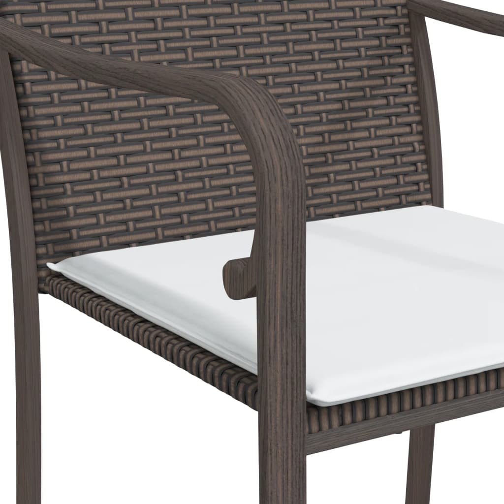 3 Piece Patio Dining Set with Cushions Poly Rattan and Steel