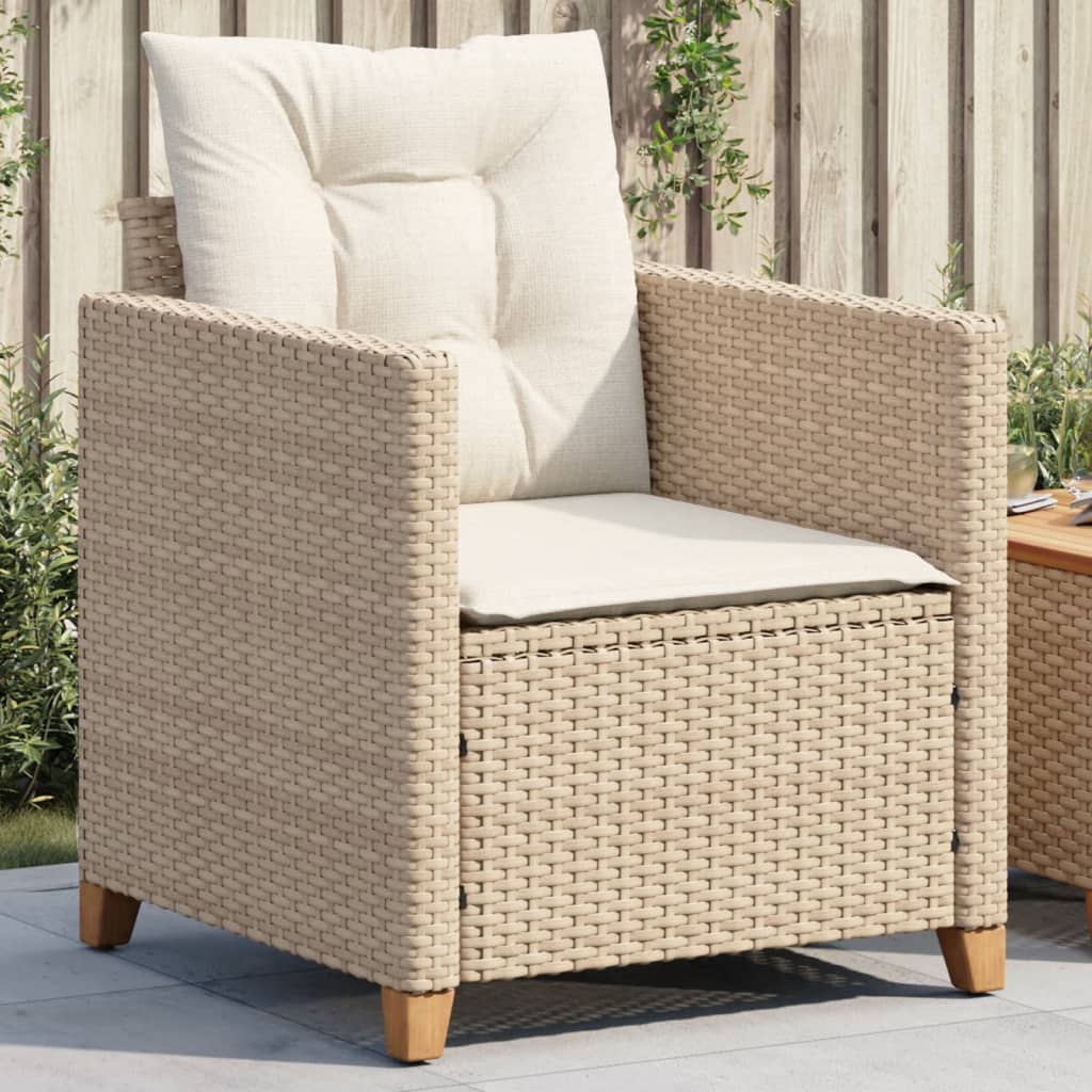 Patio Chair with Cushions Beige Poly Rattan