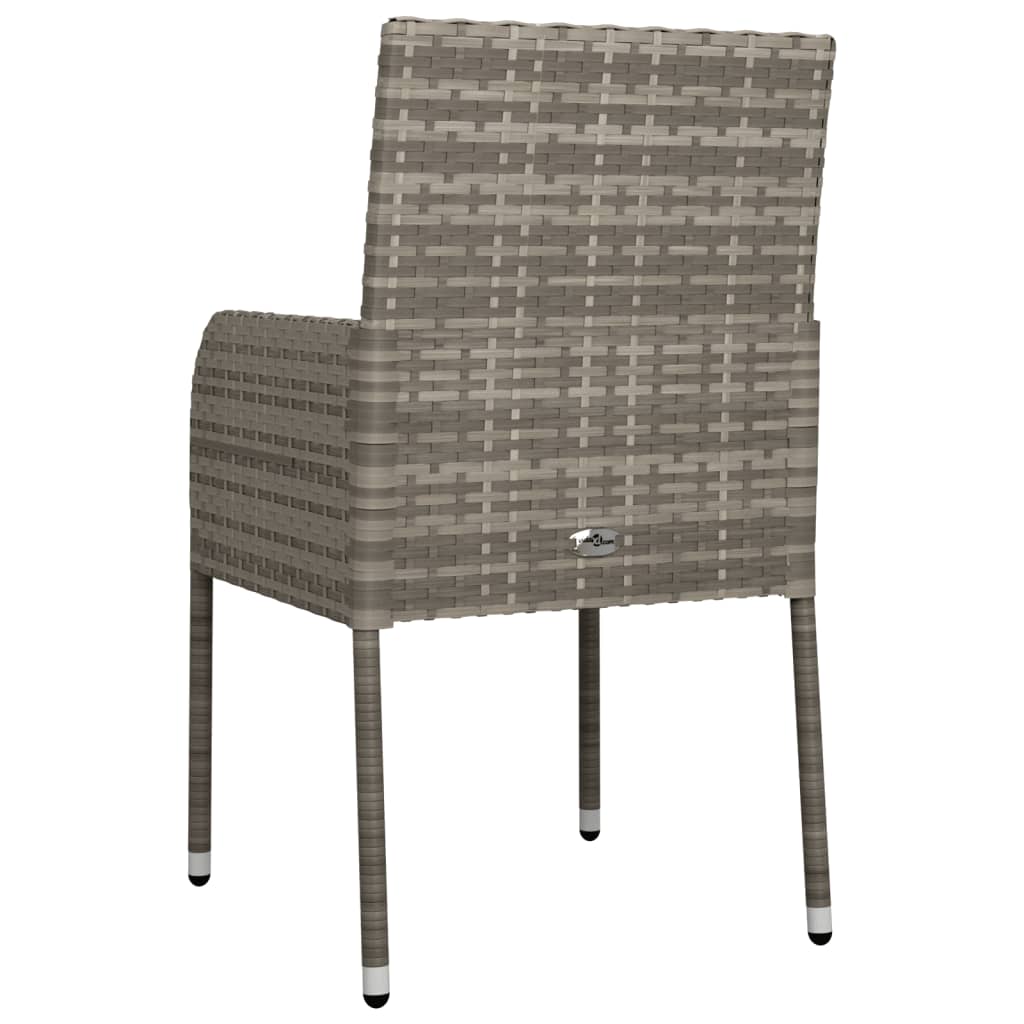 Patio Chairs with Cushions 4 pcs Poly Rattan Gray