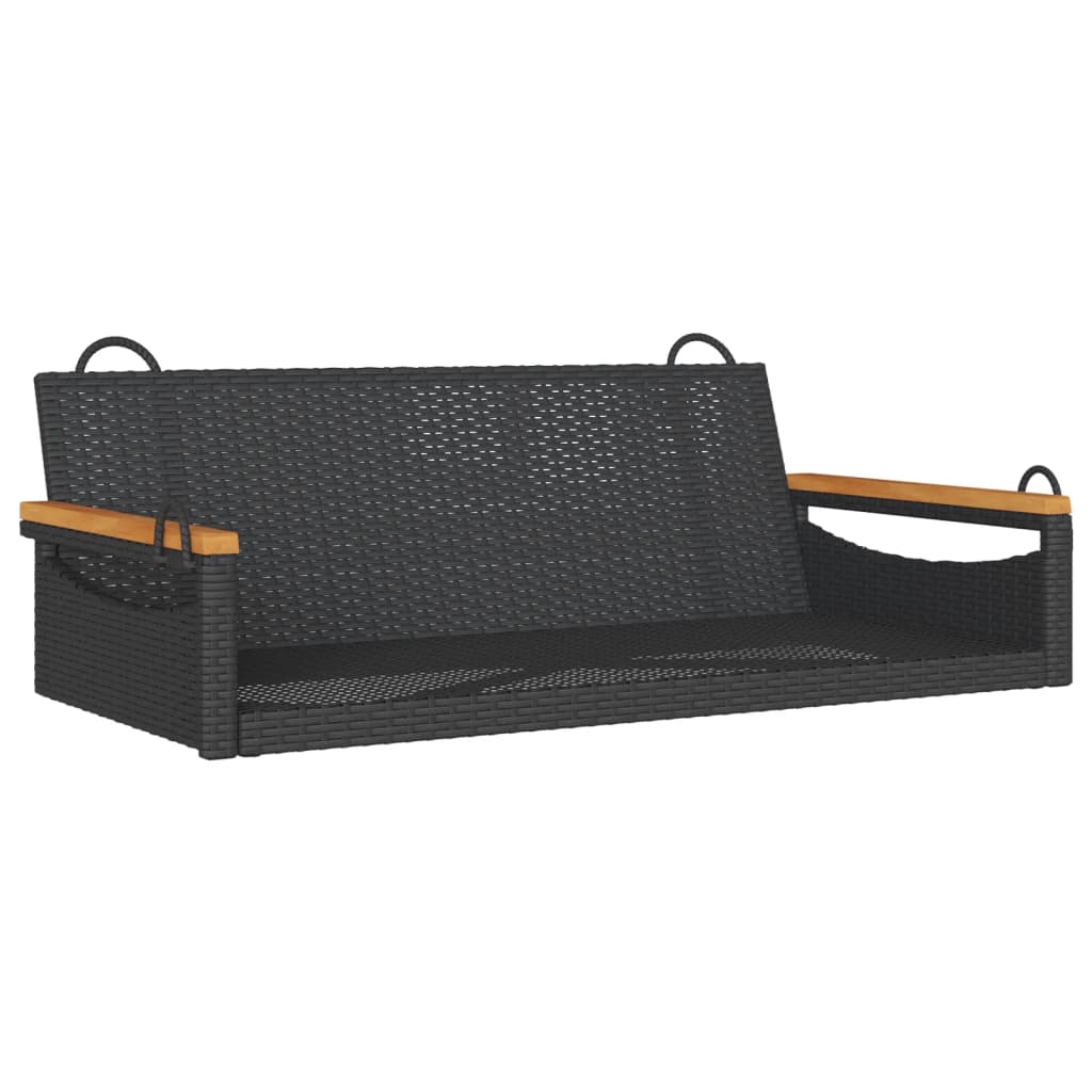 Swing Bench Black 42.9"x24.4"x15.7" Poly Rattan