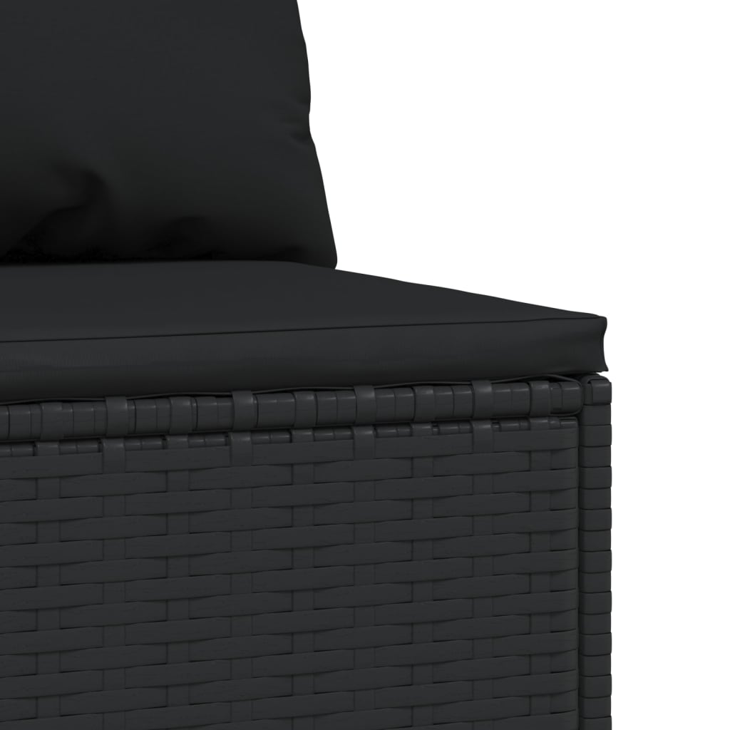 Patio Middle Sofas with Cushions 2 pcs Black Poly Rattan