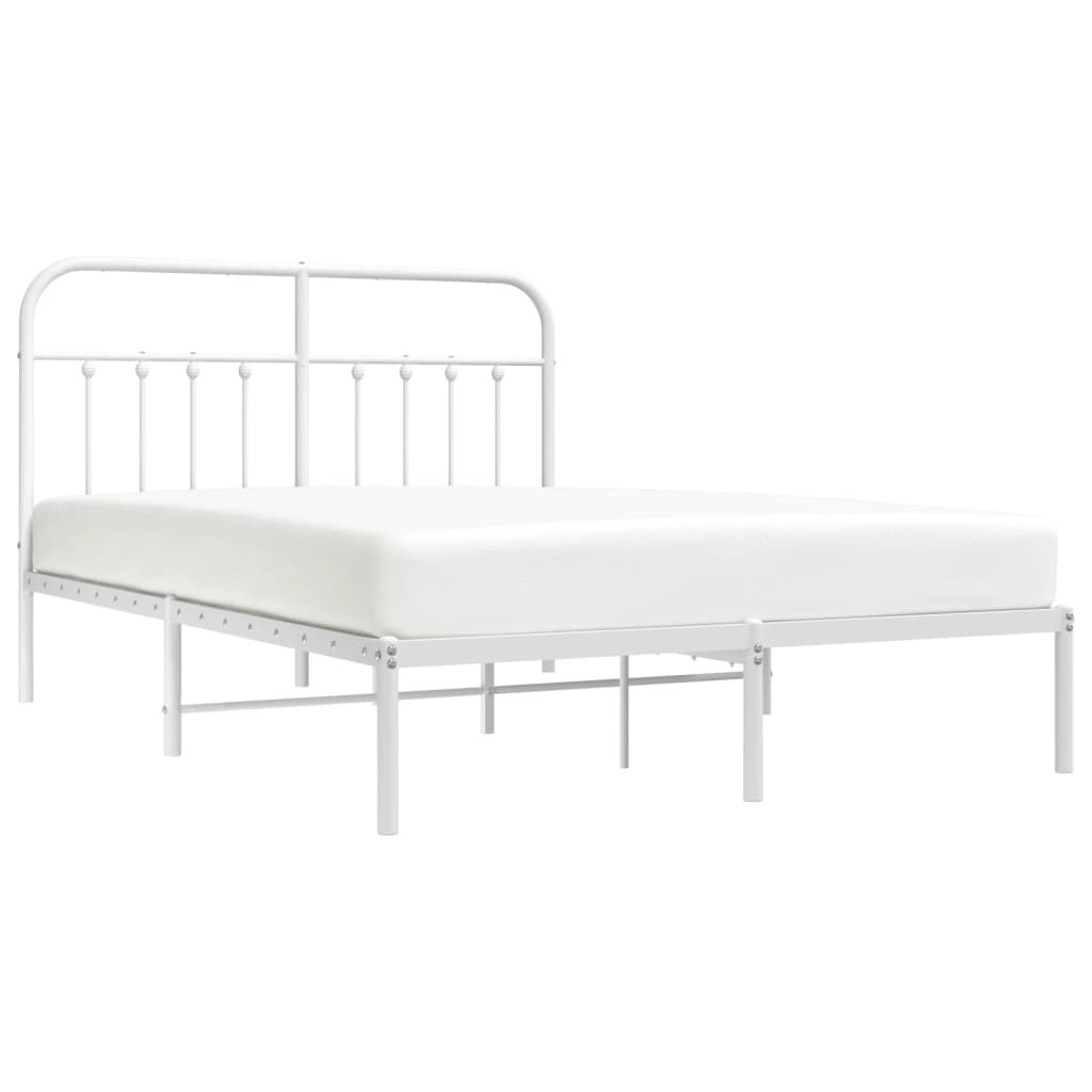 Metal Bed Frame without Mattress with Headboard White 59.1"x78.7"