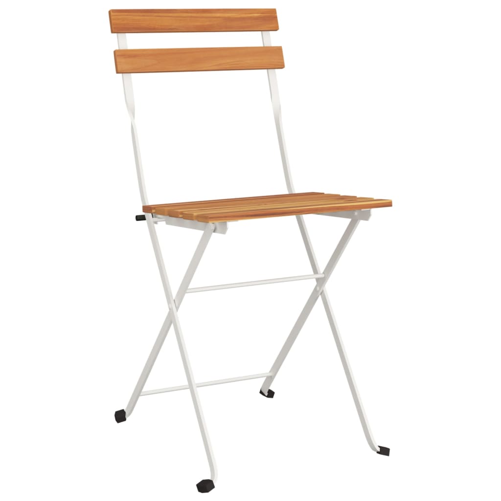 Folding Bistro Chairs 4 pcs Solid Wood Acacia and Steel