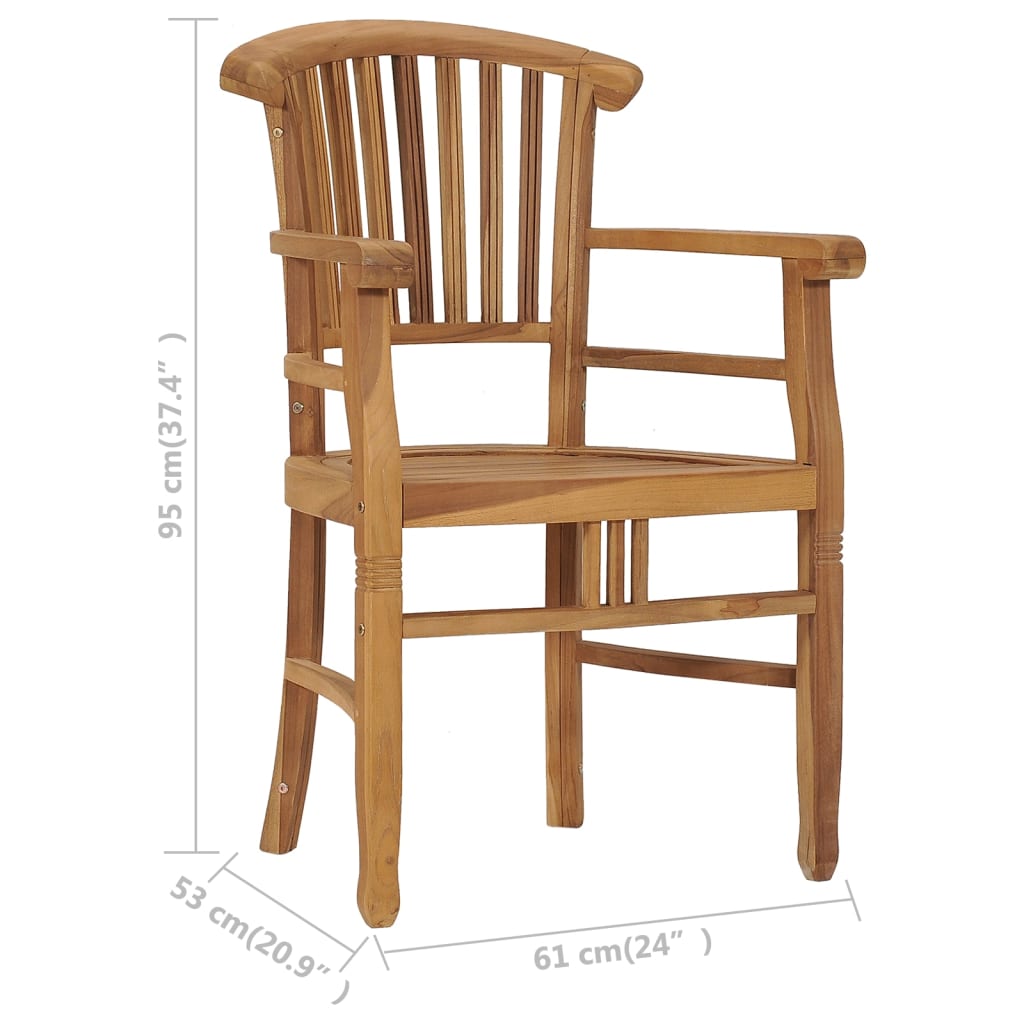 Patio Chairs 2 pcs Solid Teak Wood