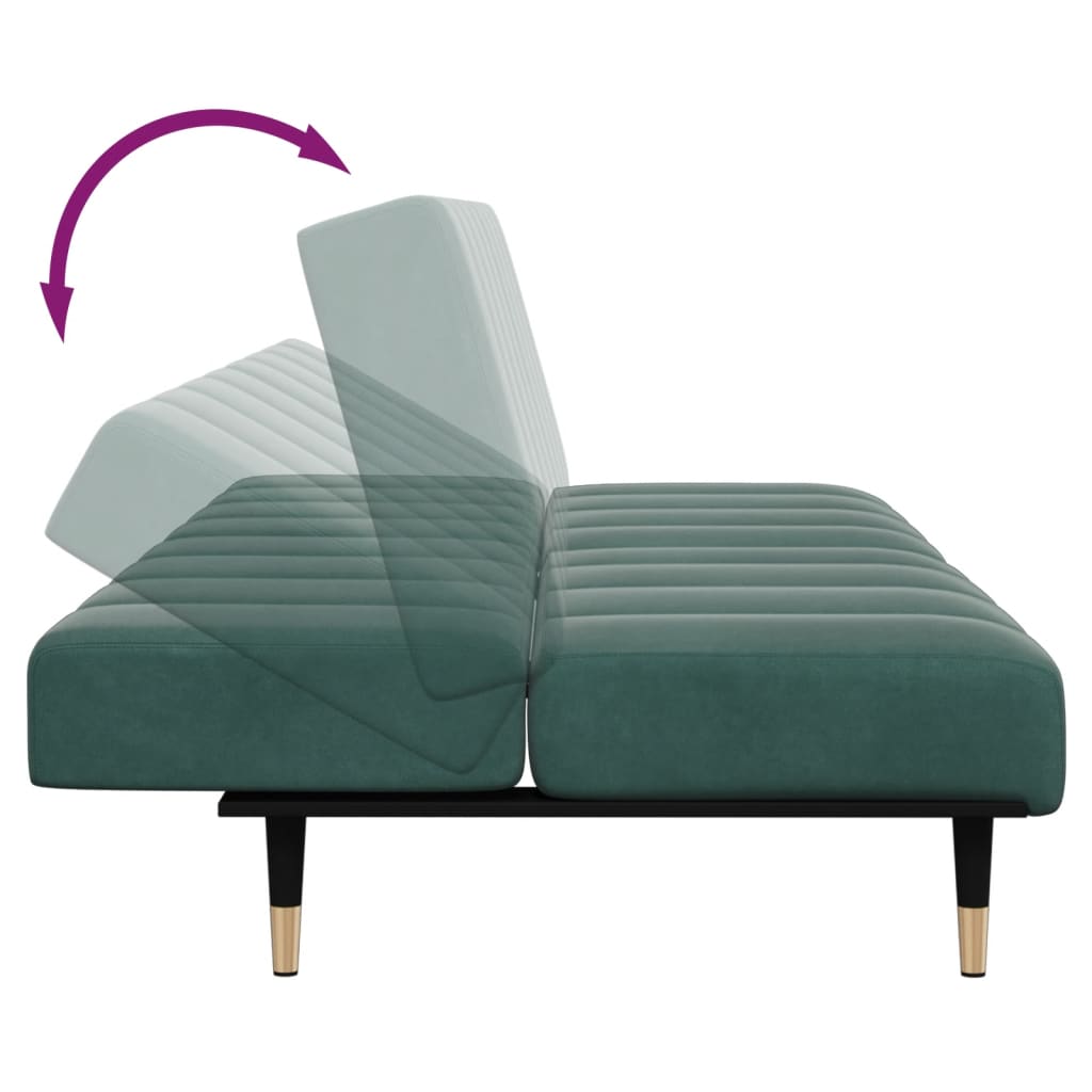 2-Seater Sofa Bed with Footstool Dark Green Velvet