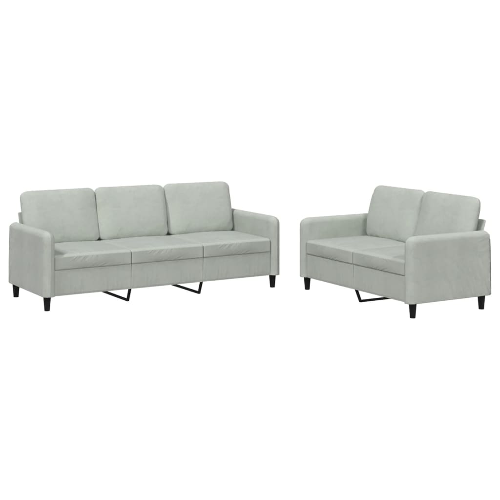 2 Piece Sofa Set Light Gray Velvet