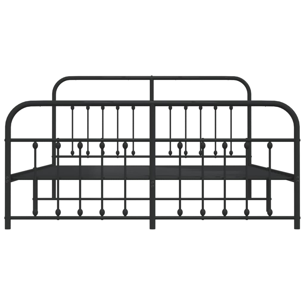 Metal Bed Frame without Mattress with Footboard Black 72"x83.9"