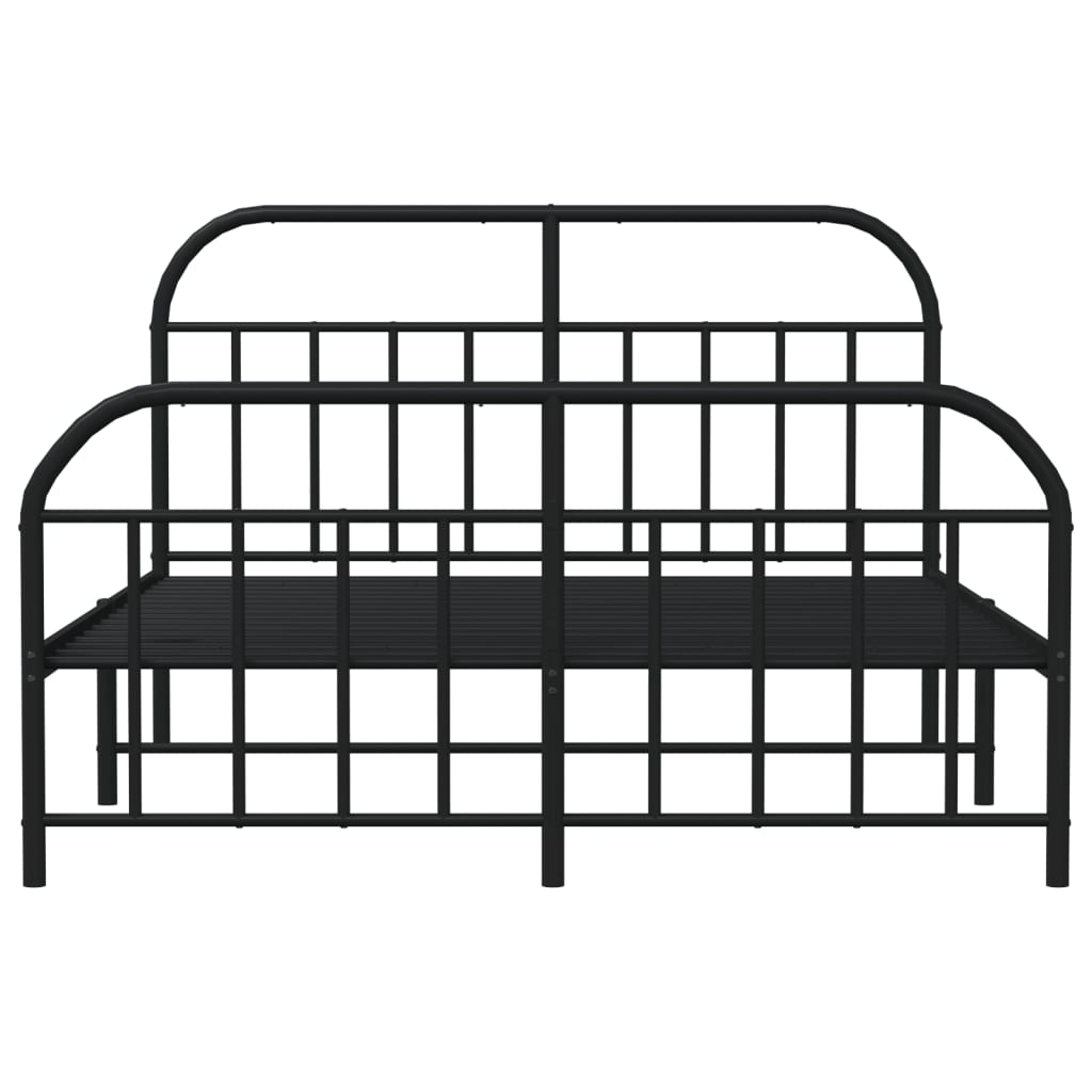 Metal Bed Frame without Mattress with Footboard Black 53.1"x74.8"