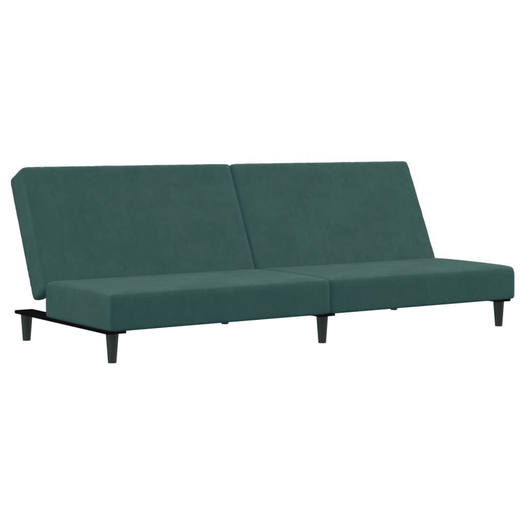 2-Seater Sofa Bed with Footstool Dark Green Velvet