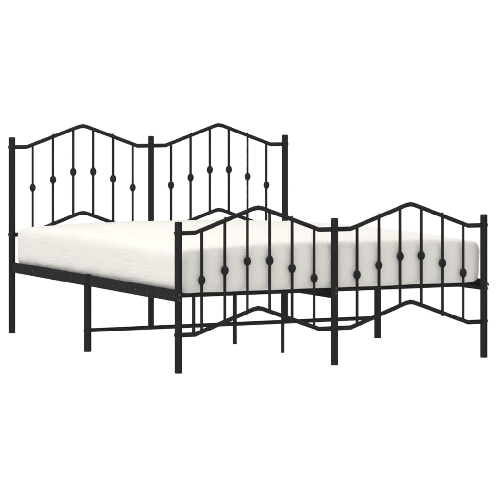 Metal Bed Frame without Mattress with Footboard Black 53.1"x74.8"