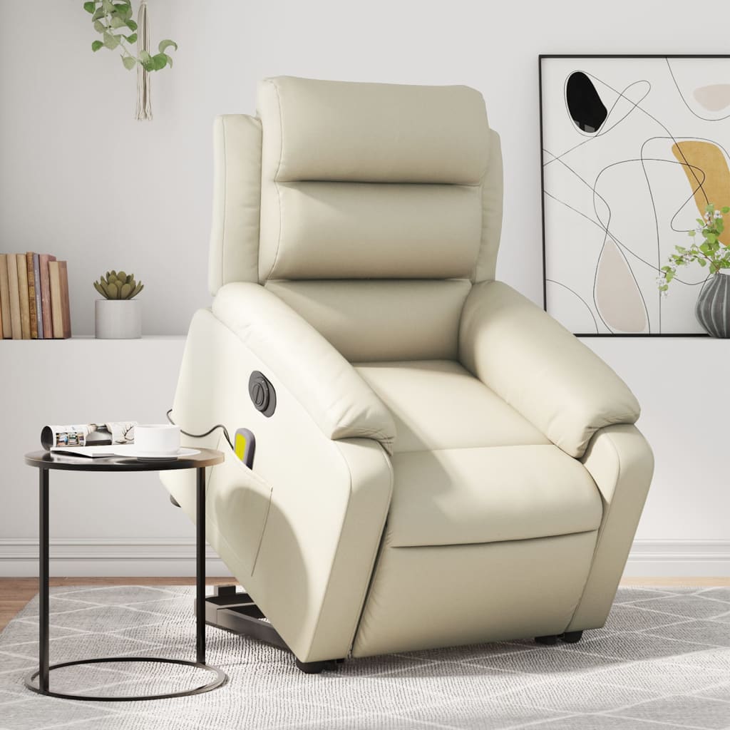 Electric Stand up Massage Recliner Chair Gray Faux Leather