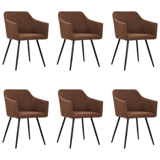 Dining Chairs 6 pcs Brown Fabric