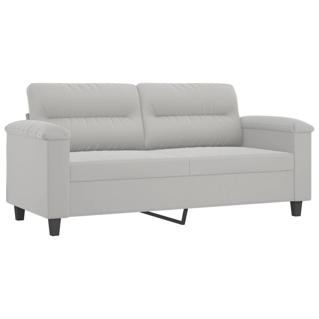 2-Seater Sofa with Pillows&Cushions Light Gray 55.1" Microfiber Fabric