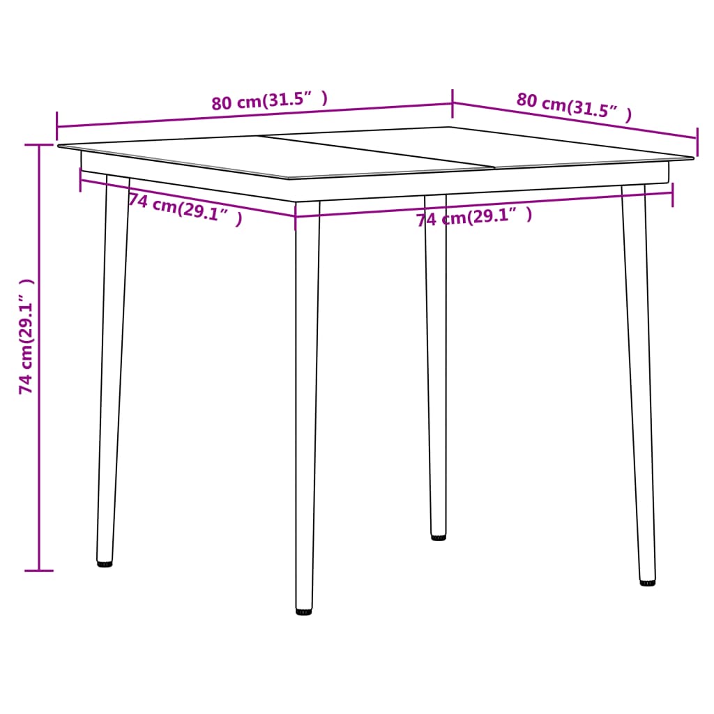 3 Piece Patio Dining Set Black