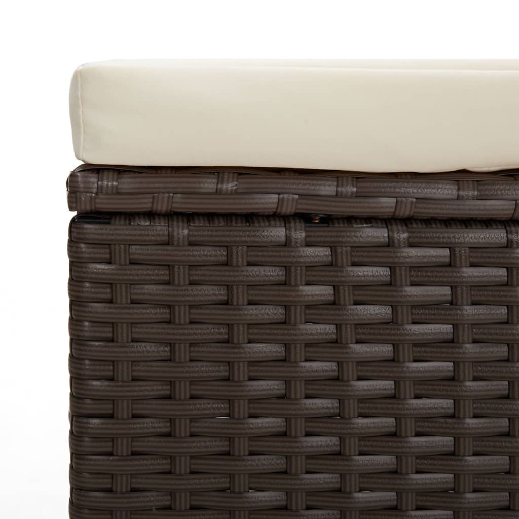 Ottoman with Cushion Brown 15.7"x11.8"x15.7" Poly Rattan