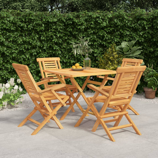 5 Piece Patio Dining Set Solid Wood Teak