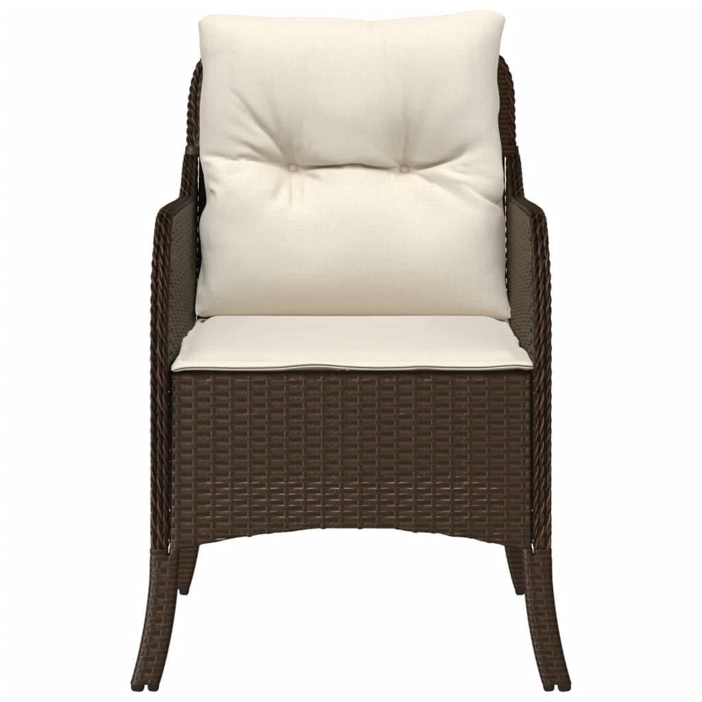 Patio Chairs with Cushions 2 pcs Brown Poly Rattan