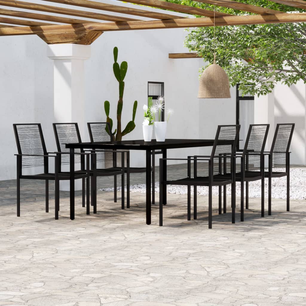 7 Piece Patio Dining Set Black