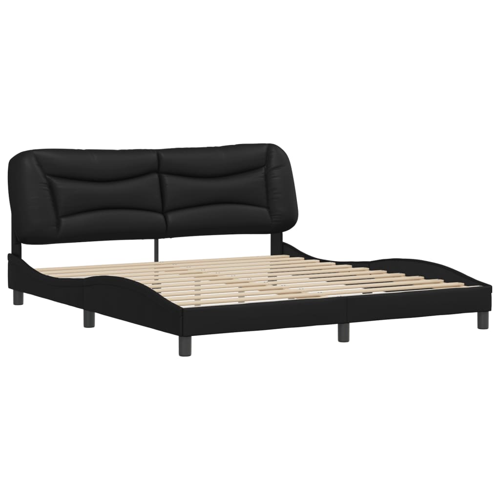 Bed Frame with Headboard Black 72"x83.9" California King Faux Leather