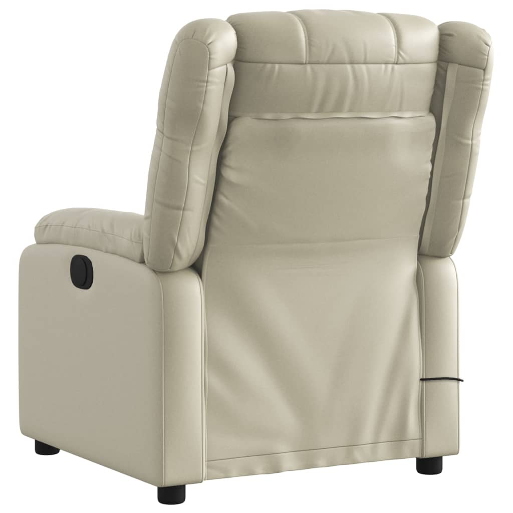 Massage Recliner Chair Cream Faux Leather